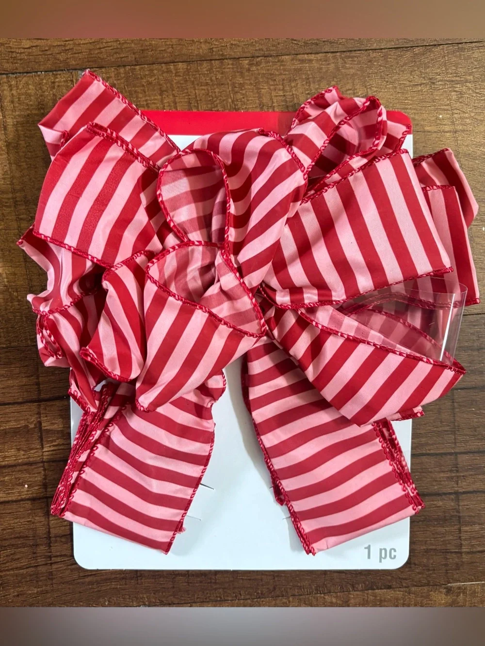 Christmas tree bows 2 total NEW NWT pink red stripe red white peppermint